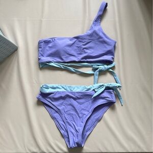 Two-Tone Purple and Blue Pink Lily Bikini Set